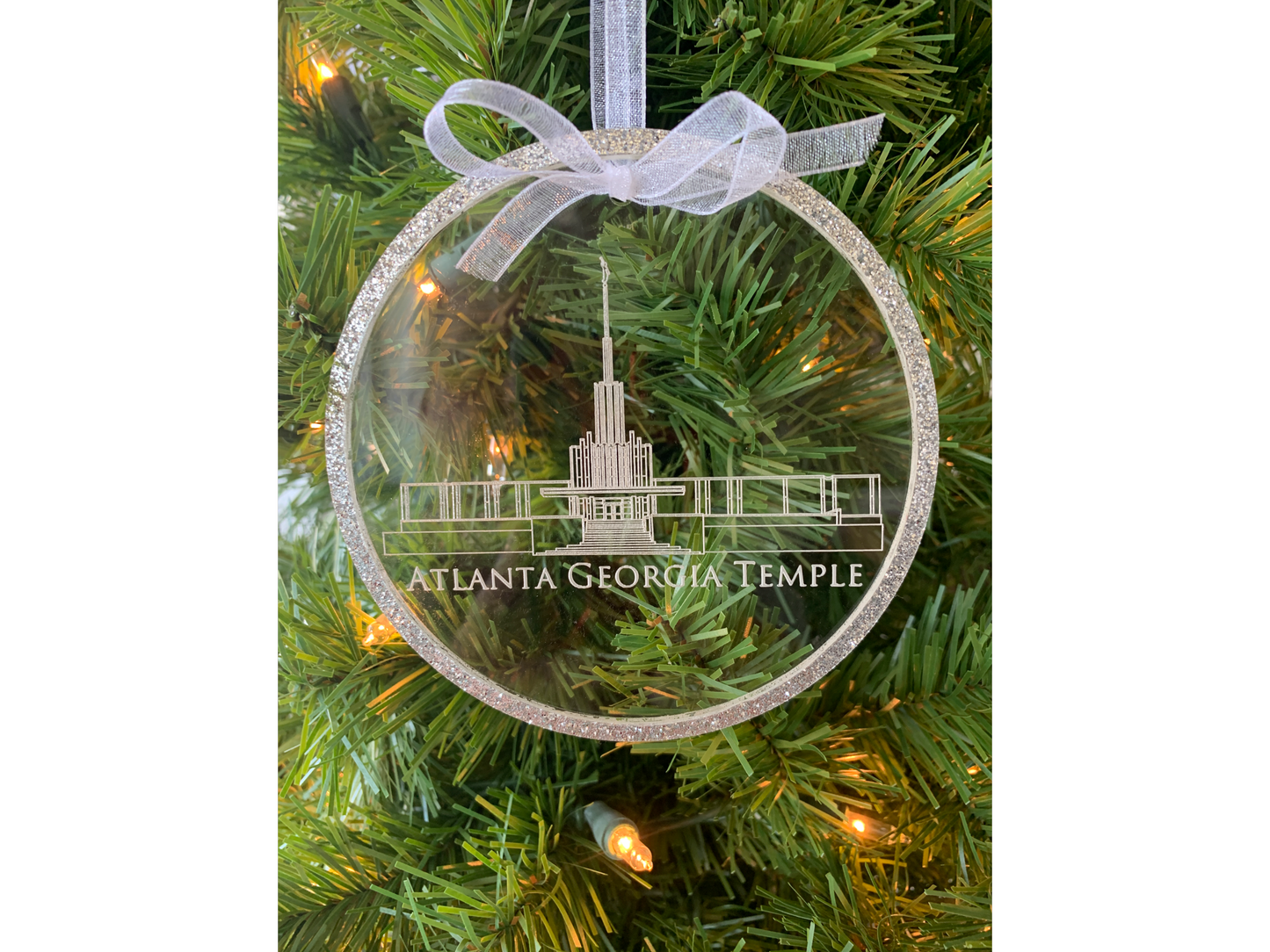 Atlanta Georgia Clear Scored Acrylic LDS Temple Christmas Ornament