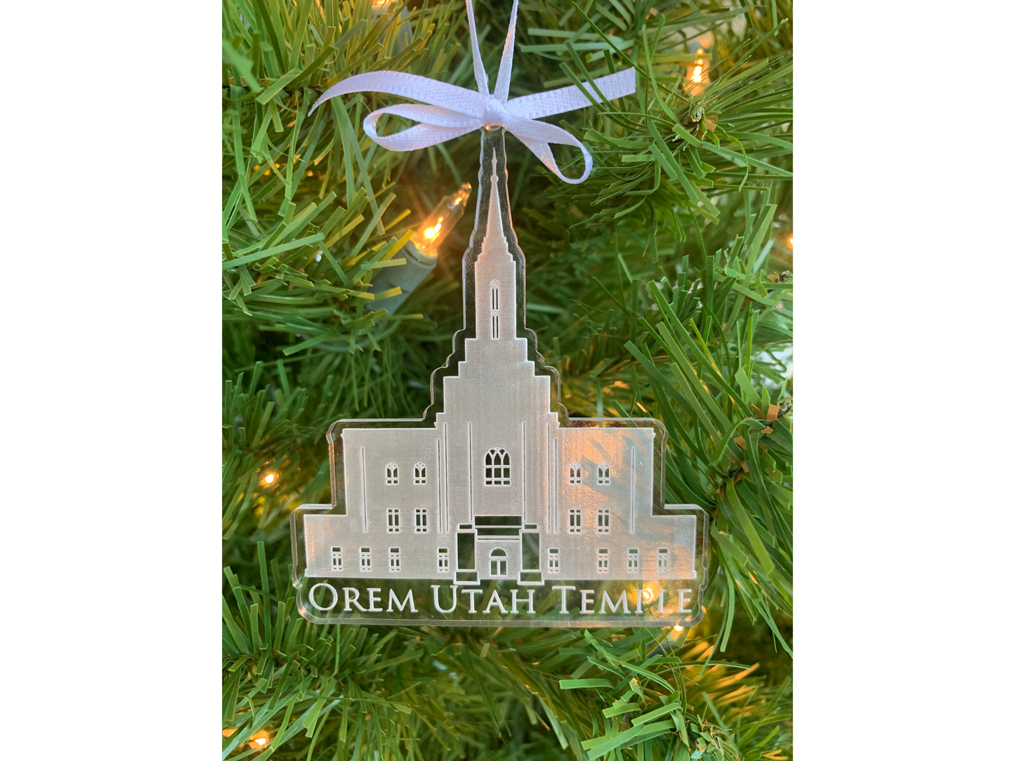 Orem Utah Engraved Acrylic LDS Temple Christmas Ornament