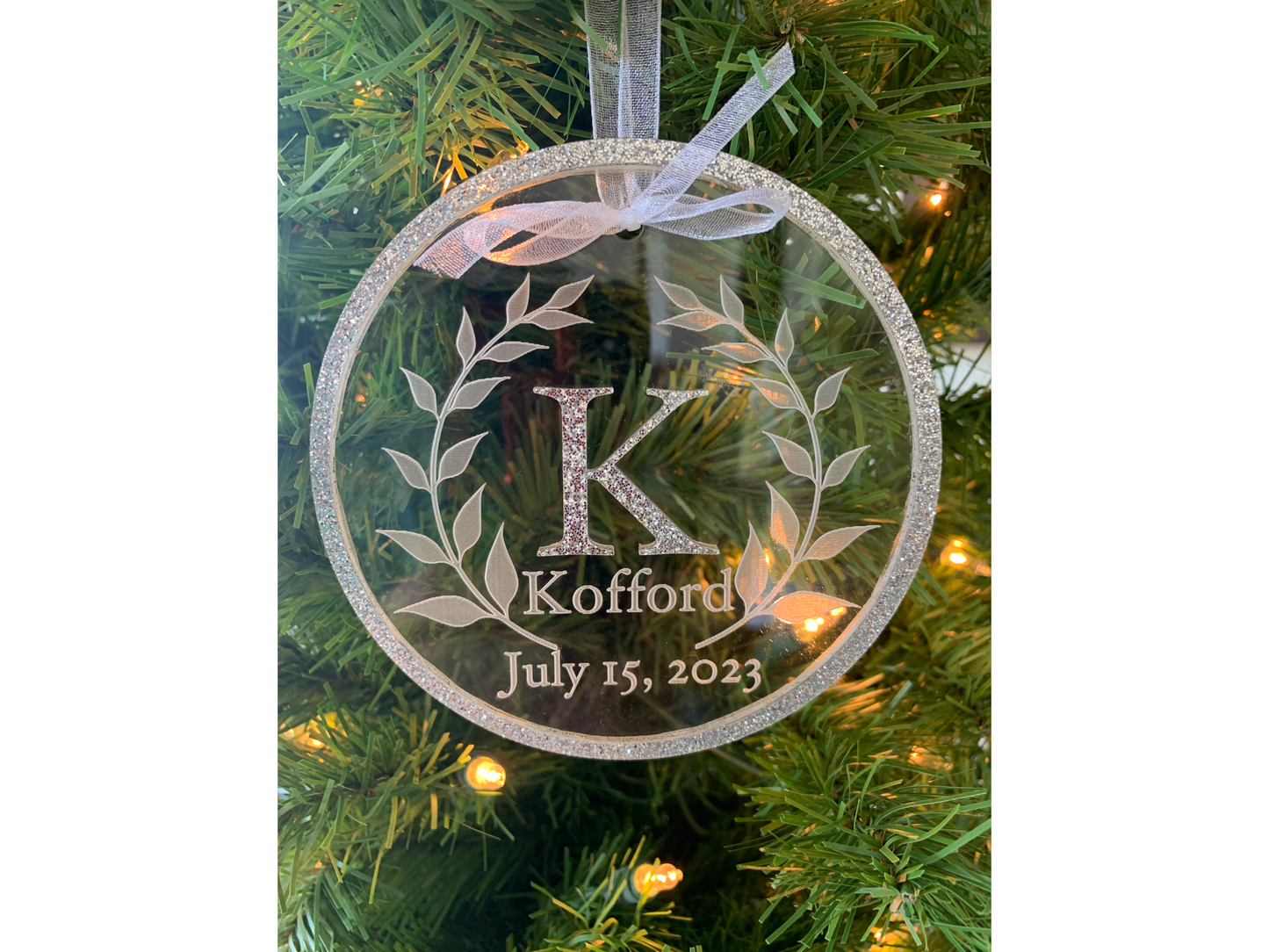 Custom Couple Personalized Wedding Date Clear Acrylic Christmas Ornament, Raised Letter, Keepsake Engagement, Wedding, Anniversary Gift