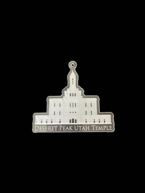 Deseret Peak Utah Clear Engraved Acrylic LDS Temple Christmas Ornament