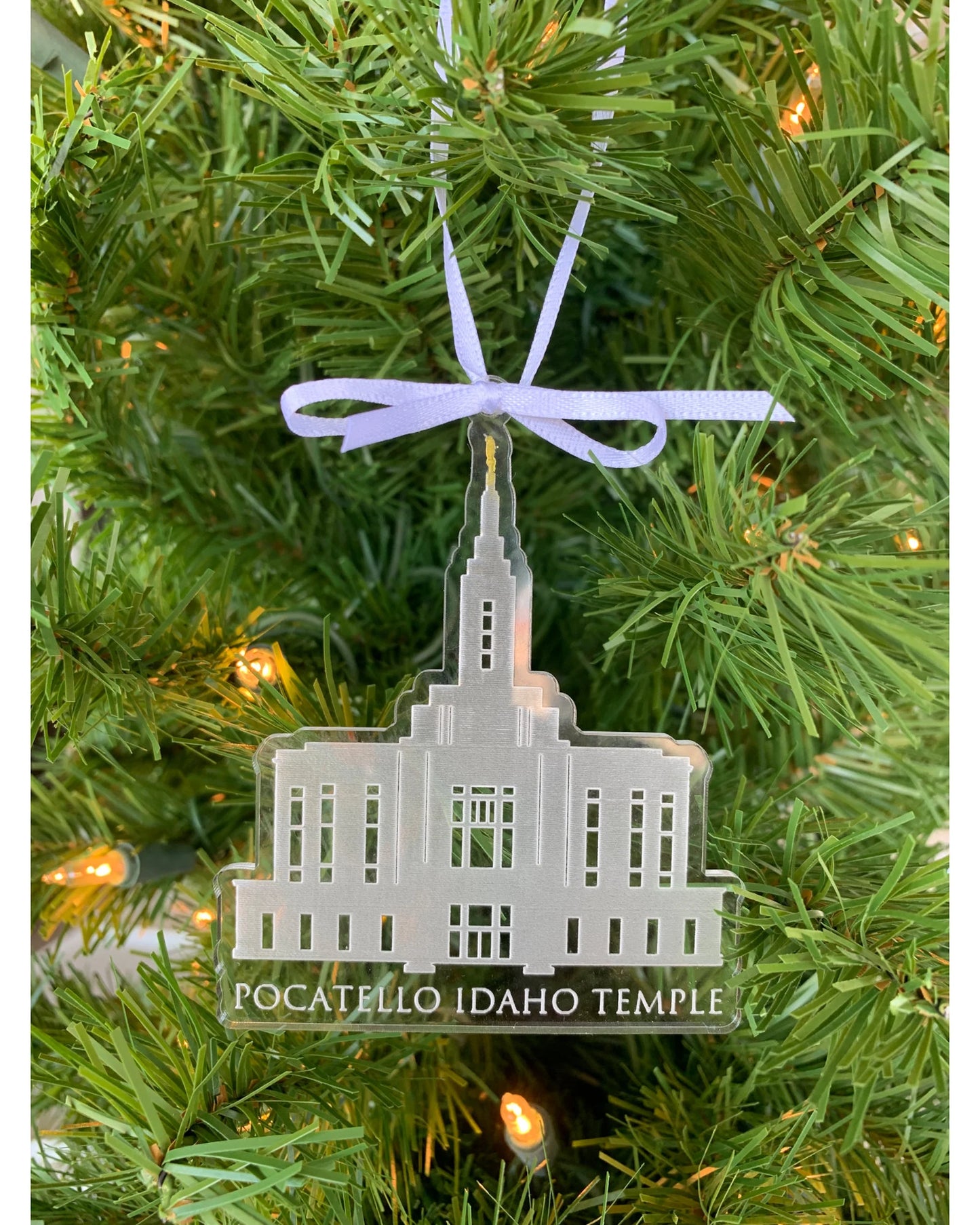 Pocatello Idaho Engraved Clear Acrylic LDS Temple Christmas Ornament