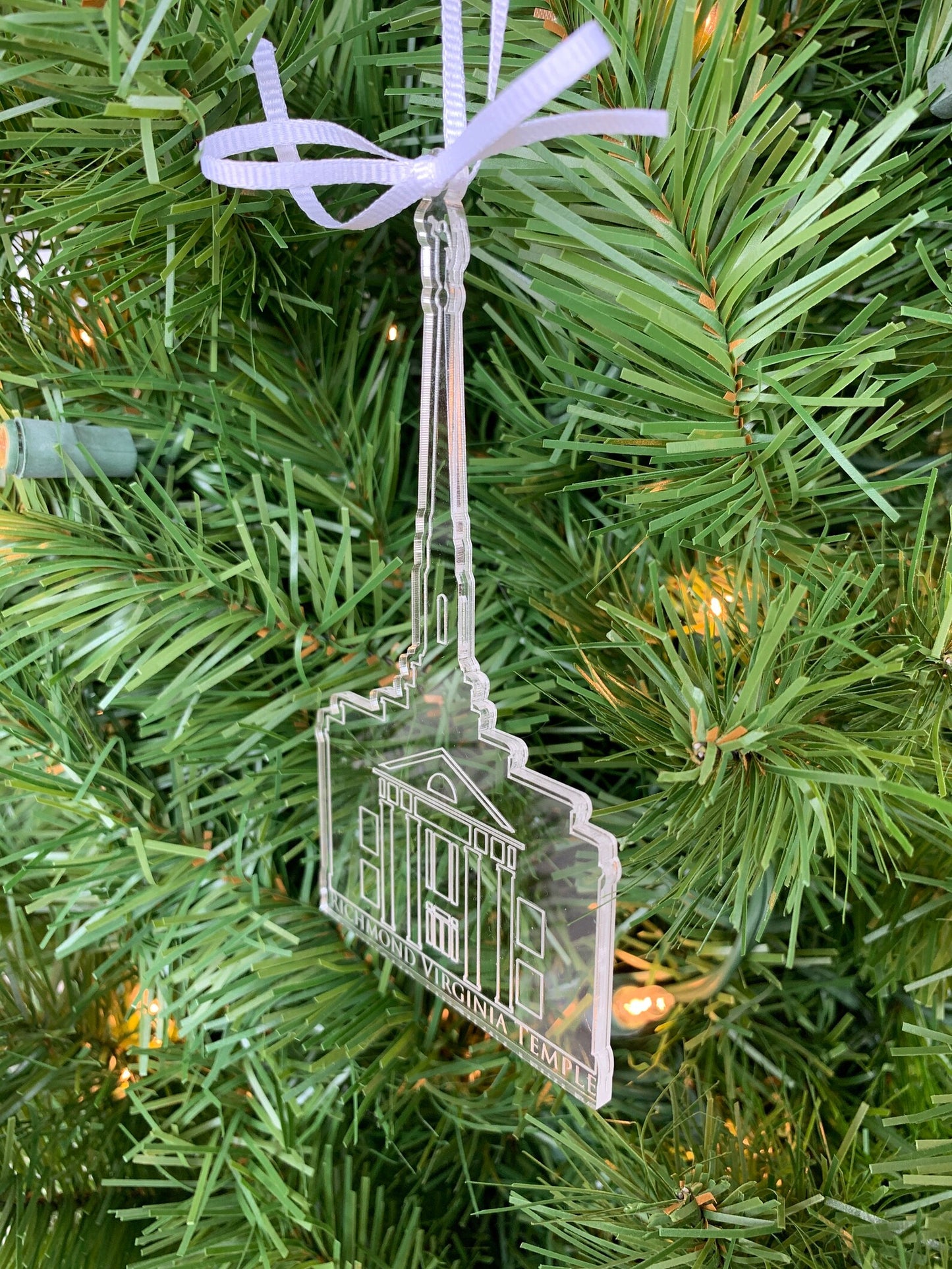 Richmond Virginia Clear Scored Acrylic LDS Temple Christmas Ornament