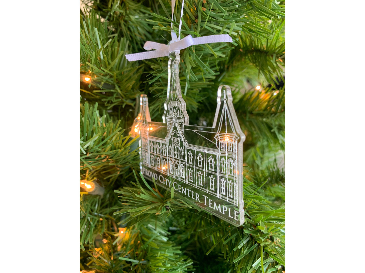 Provo City Center Utah Clear Scored Acrylic LDS Temple Christmas Ornament