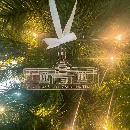 Columbia South Carolina Clear Scored Acrylic LDS Temple Christmas Ornament