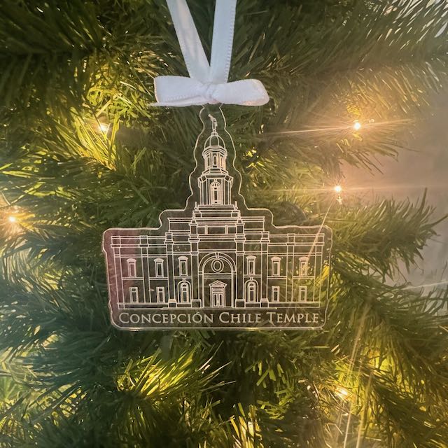 Concepcion Chile Clear Engraved Acrylic LDS Temple Christmas Ornament