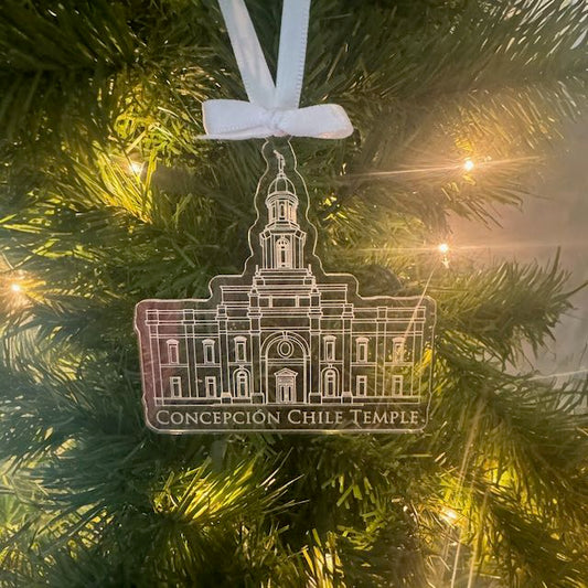 Concepcion Chile Clear Engraved Acrylic LDS Temple Christmas Ornament