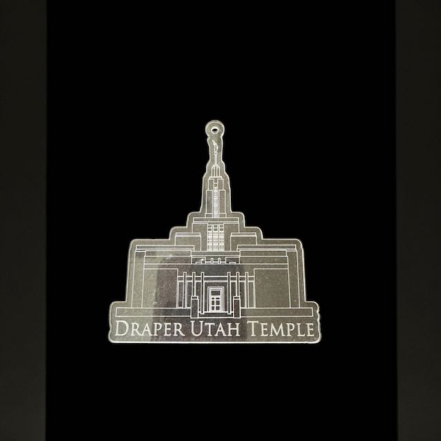 Draper Utah Clear Engraved Acrylic LDS Temple Christmas Ornament