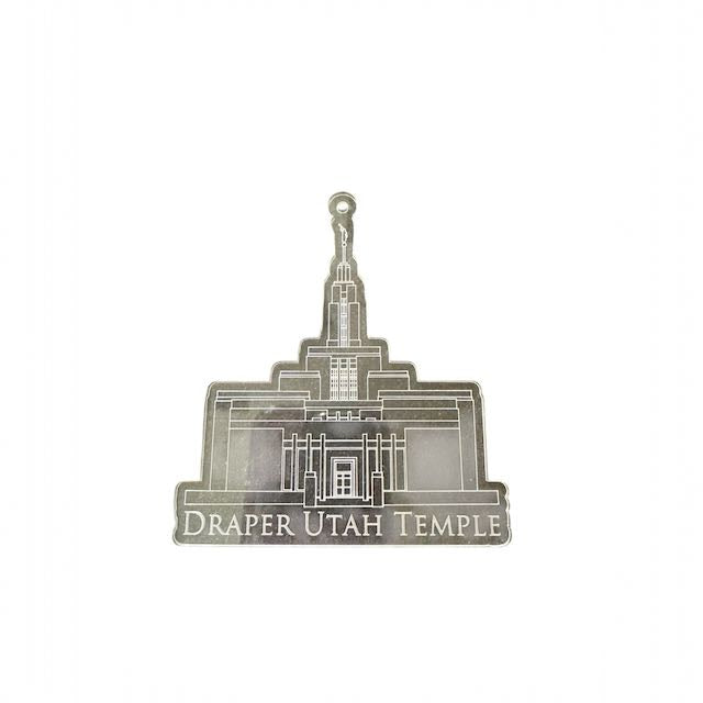 Draper Utah Clear Engraved Acrylic LDS Temple Christmas Ornament
