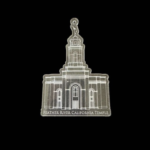 Feather River California Clear Engraved Acrylic LDS Temple Christmas Ornament