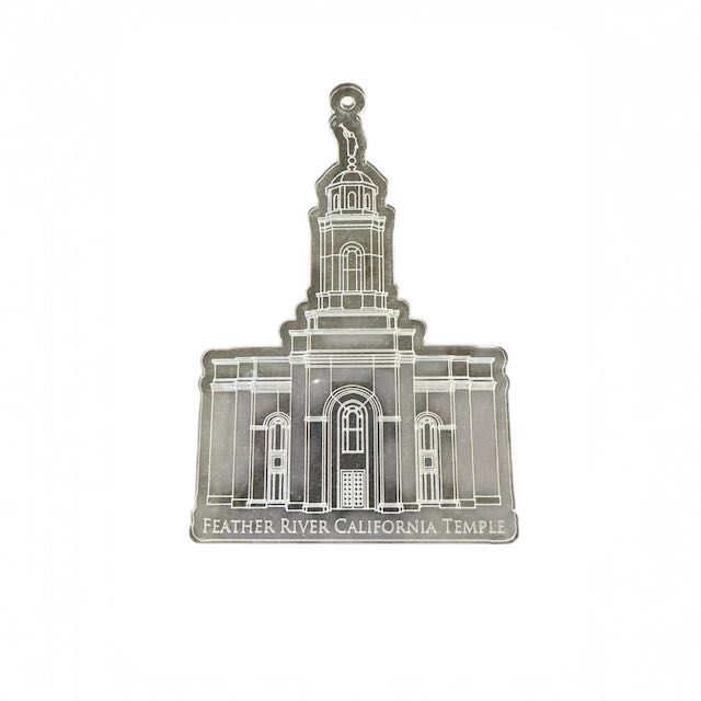 Feather River California Clear Engraved Acrylic LDS Temple Christmas Ornament