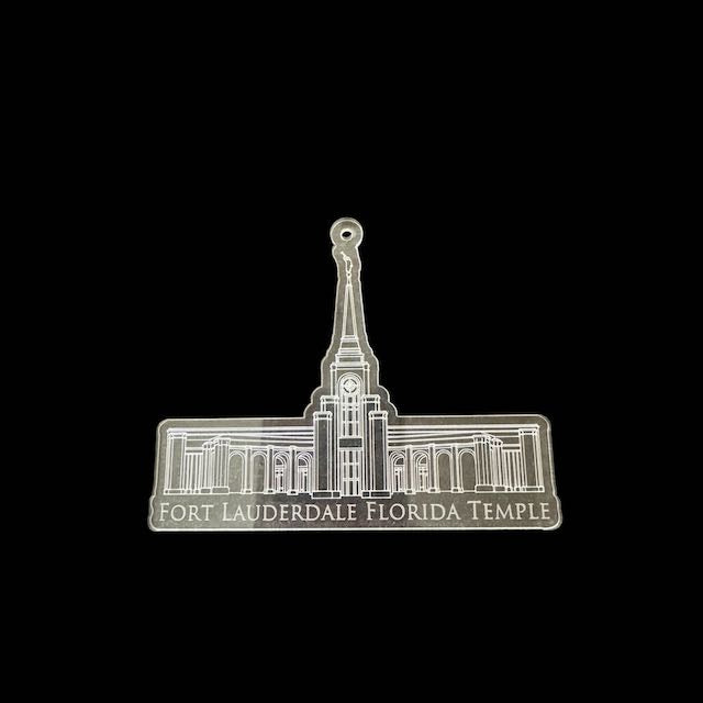 Fort Lauderdale Florida Clear Engraved Acrylic LDS Temple Christmas Ornament