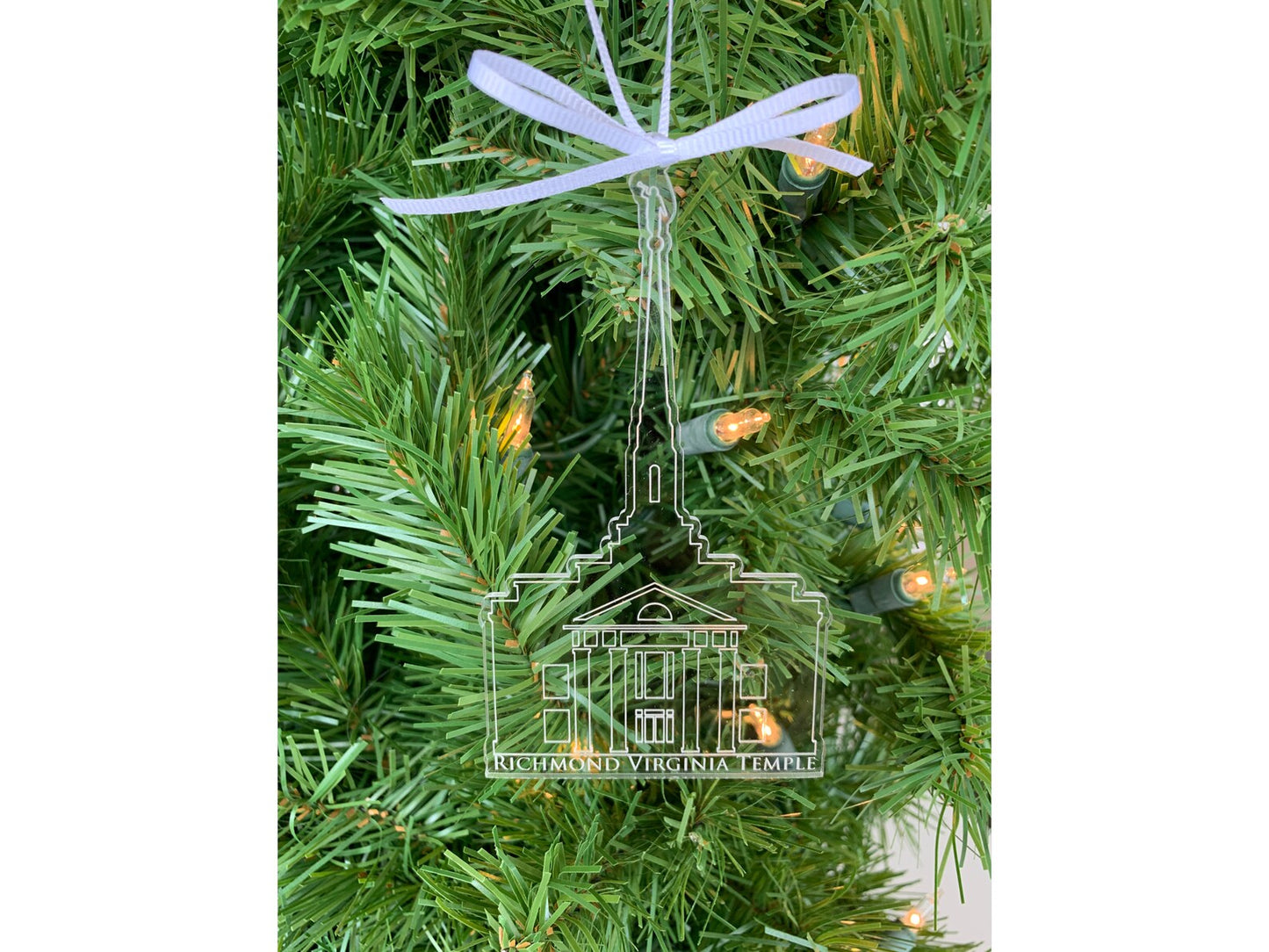 Richmond Virginia Clear Scored Acrylic LDS Temple Christmas Ornament