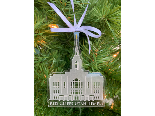 Red Cliffs Utah Engraved Acrylic LDS Temple Christmas Ornament